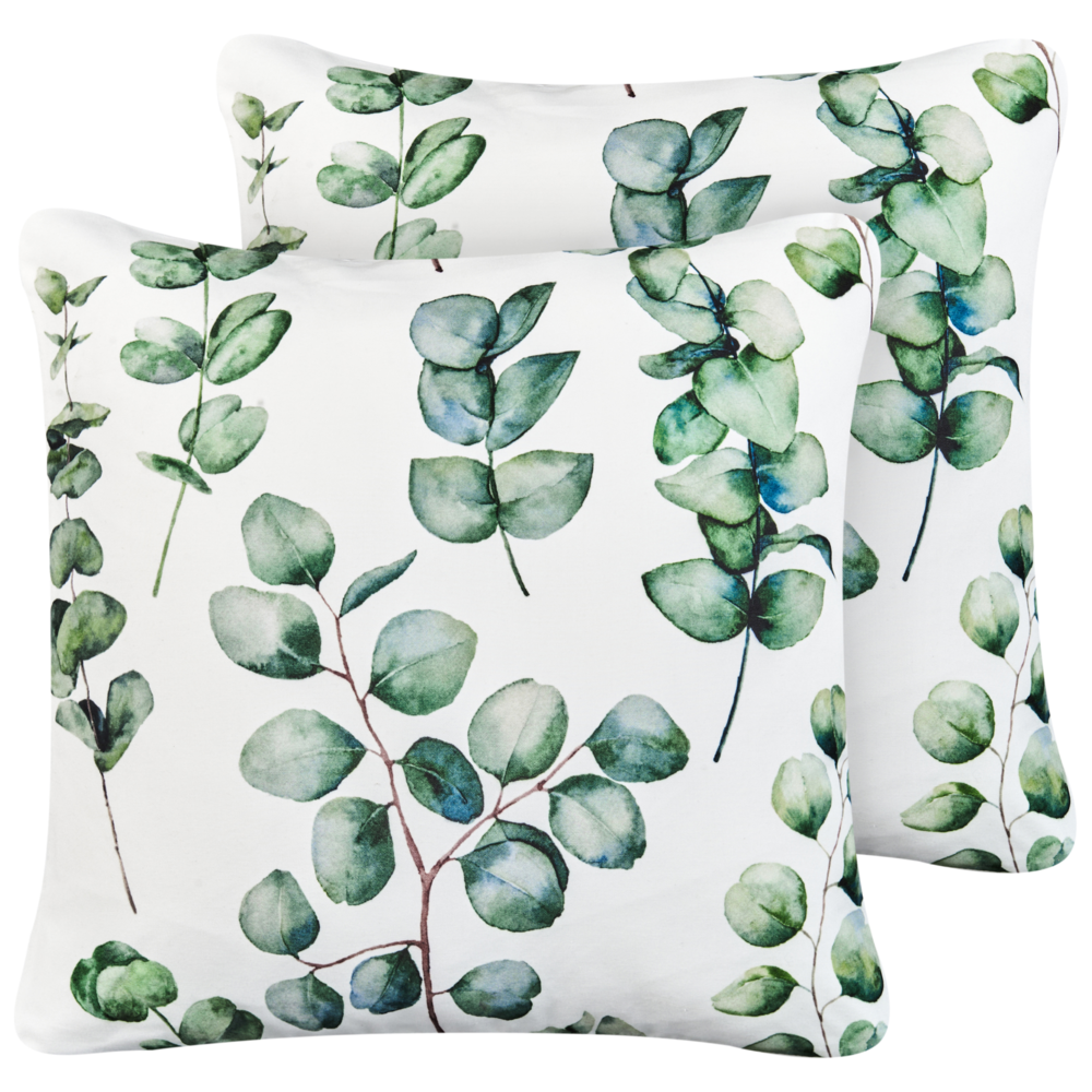 foto del prodotto set di 2 cuscini da esterno in poliestere verde 45 x 45 cm con motivo a foglie accessorio da giardino