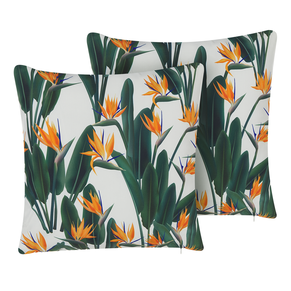 foto del prodotto set di 2 cuscini da esterno in poliestere verde 45 x 45 cm motivo floreale da giardino e patio