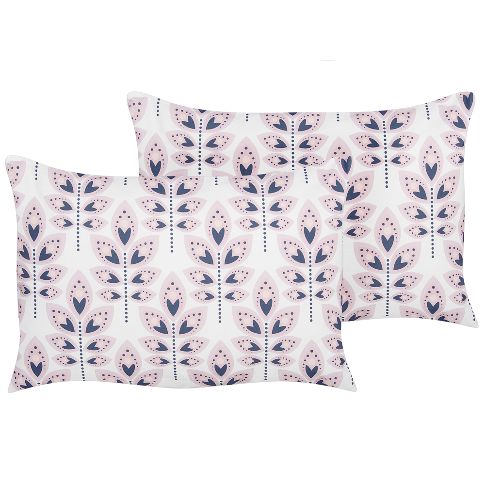 foto del prodotto set di 2 cuscini da giardino in poliestere beige 40 x 60 cm cuscino da lancio rettangolare con motivo a foglia dal design moderno
