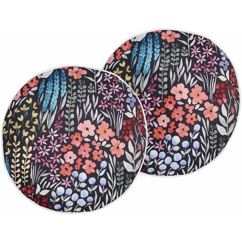 foto del prodotto set di 2 cuscini da giardino per esterni cuscini decorativi rotondi con stampa floreale 40 cm multicolore castelaro