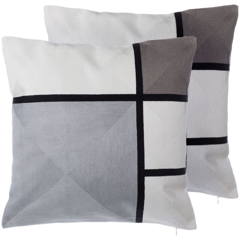 foto del prodotto set di 2 cuscini decorativi in tessuto grigio stampa geometrica 45 x 45 cm wedelia