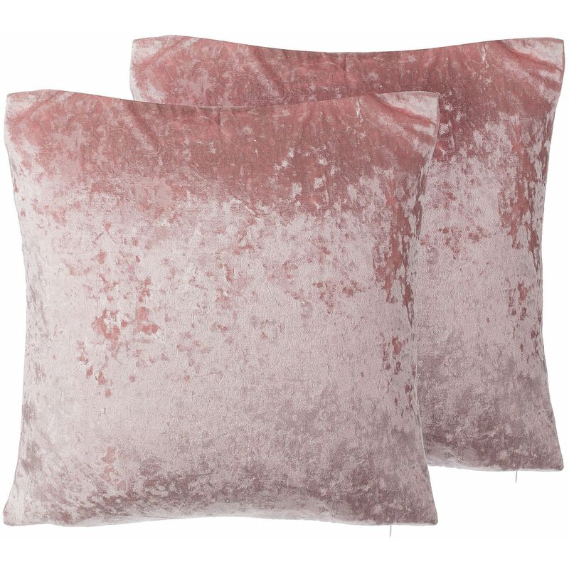 foto del prodotto set di 2 cuscini decorativi in velluto rosa tinta unita glamour 45 x 45 cm hosta