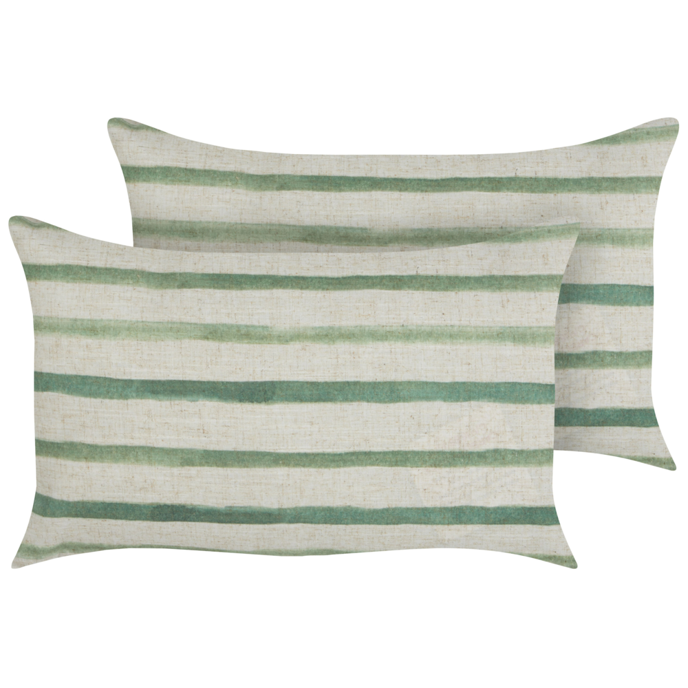 foto del prodotto set di 2 cuscini decorativi motivo a strisce verde 50 x 30 cm accessori decorativi glamour vintage