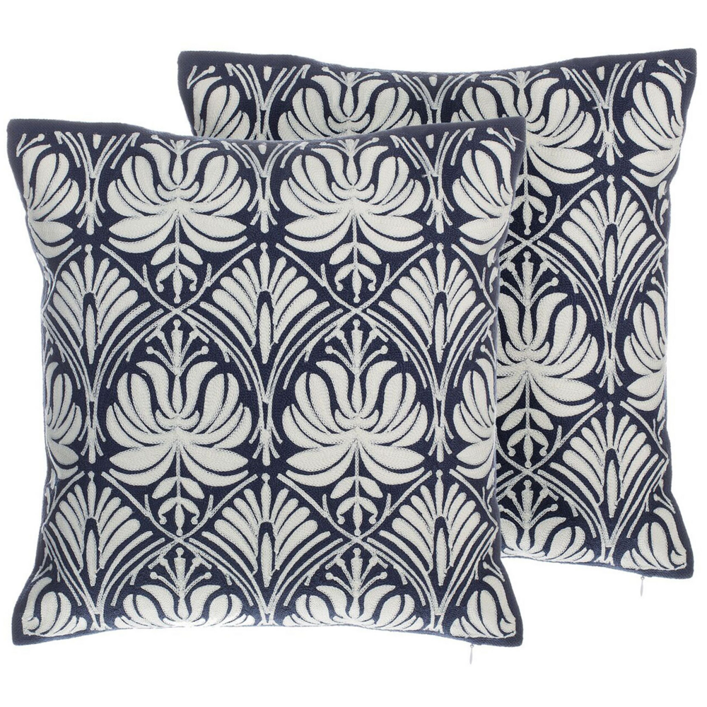 foto del prodotto set di 2 cuscini decorativi motivo damascato blu 45 x 45 cm accessori decorativi vintage glamour