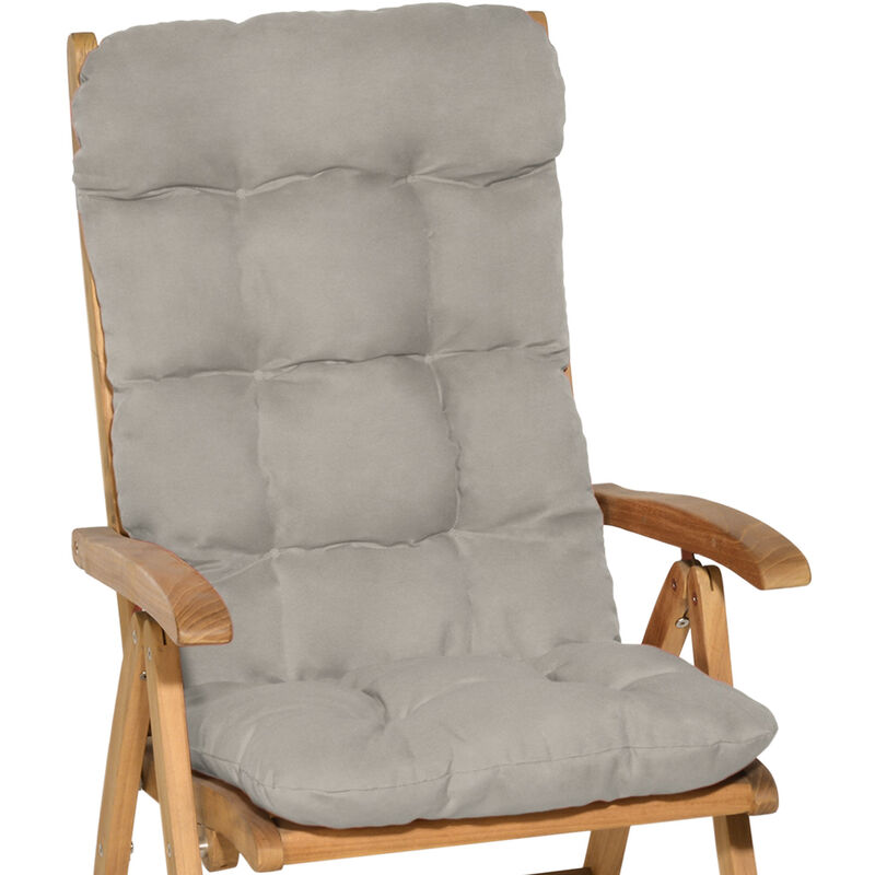 foto del prodotto set di 2 cuscini per sedia a sdraio flair hl 120x50x8cm extra comfort per sedie reclinabili, spiaggine e poltrone grigio chiaro beautissu