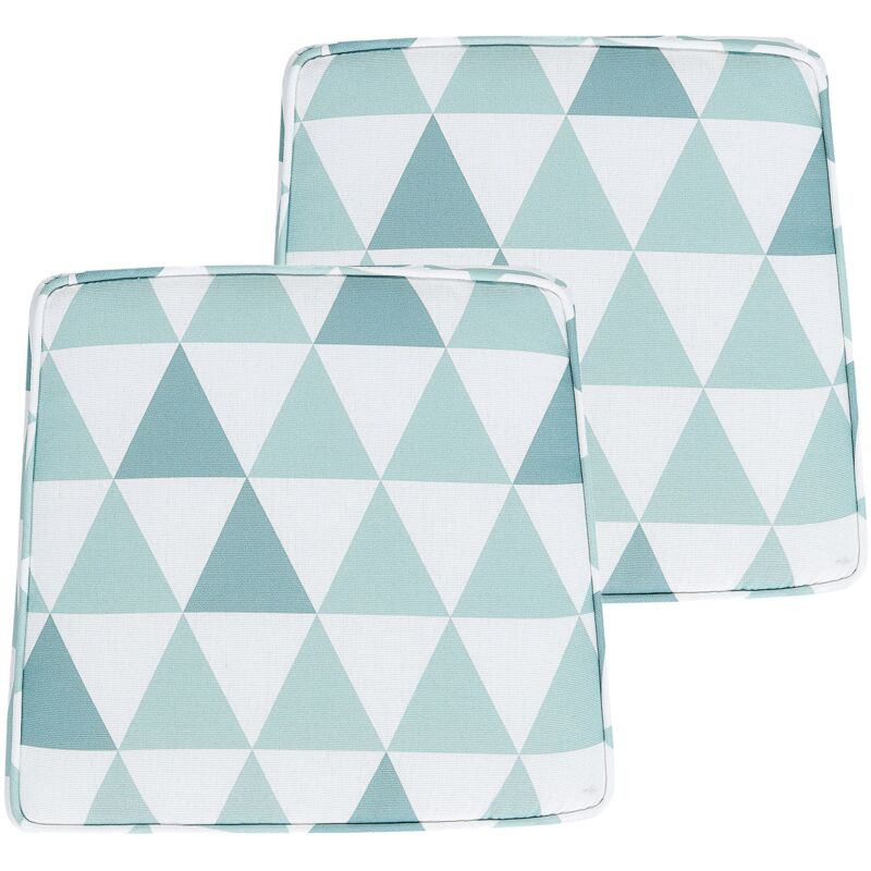 foto del prodotto set di 2 cuscini per sedie da giardino azzurro e bianco 37 x 34 cm a righe terni