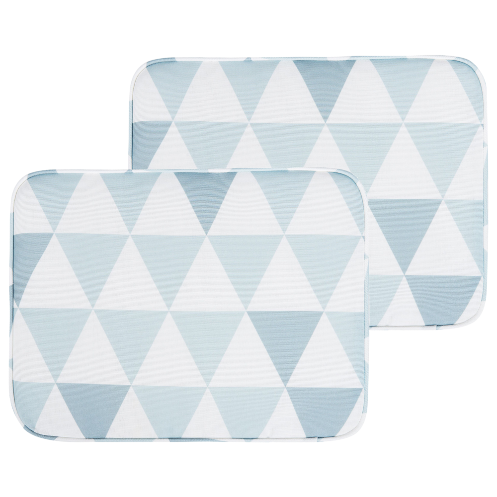 foto del prodotto set di 2 cuscini per sedili da esterno blu con motivo geometrico legato con corde resistenti ai raggi uv
