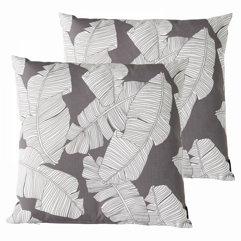 foto del prodotto set di 2 cuscini quadrati in poliestere abaca grigio 45x45x8 cm