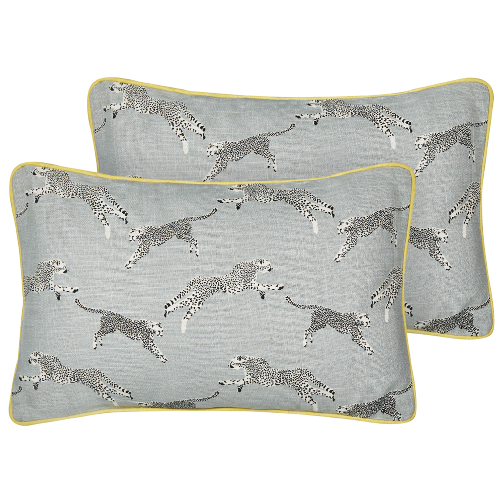 foto del prodotto set di 2 cuscini sparsi in cotone grigio 30 x 50 cm motivo ghepardo stampato