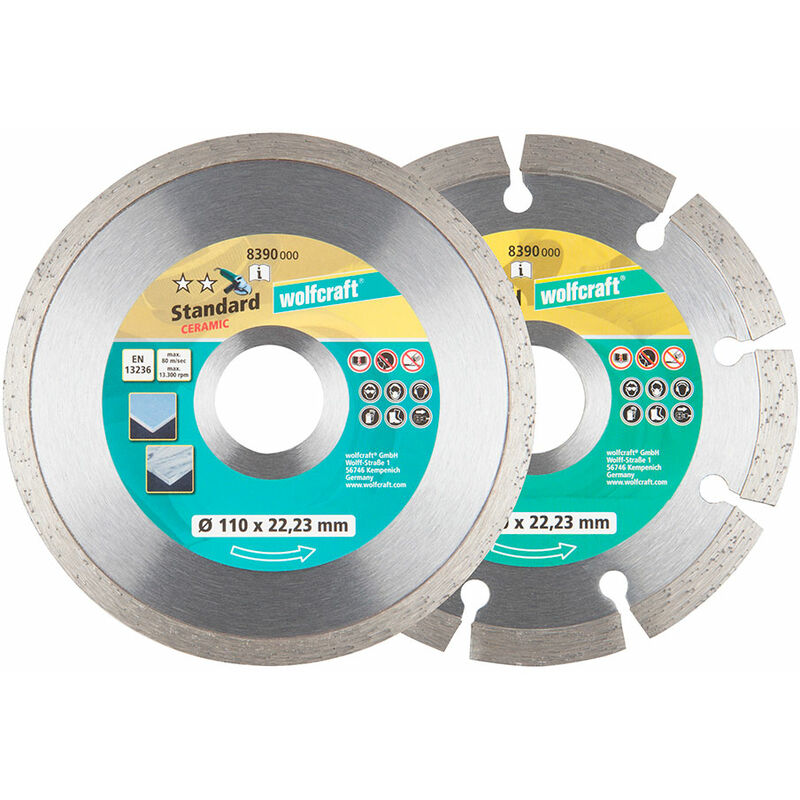 foto del prodotto set di 2 dischi da taglio diamantati 110mm 8390000 wolfcraft