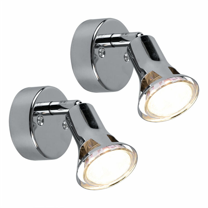 foto del prodotto set di 2 faretti da parete a led luce soggiorno sala lavoro cromo lampada spot regolabile