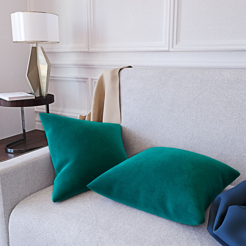 foto del prodotto set di 2 federe per cuscini in velluto morbido e resistente copricuscini per divano poltrona soggiorno arredo arredamento casa design moderno
