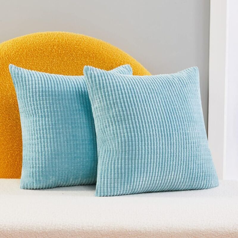 foto del prodotto set di 2 federe per cuscino in velluto azzurro cielo 40x40cm per soggiorno federa per cuscino decorativo ymyny