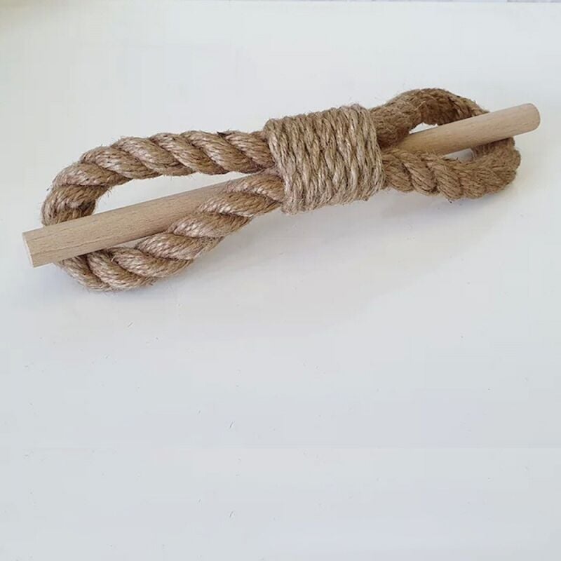 foto del prodotto set di 2 fermatende in stile boh mien khaki twine, 2 fatti a mano con corda di cotone e legno