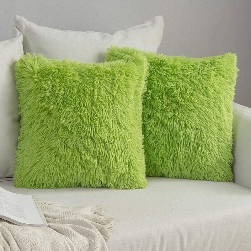 foto del prodotto set di 2 fodere per cuscini in pelliccia sintetica di lusso per tappezzeria, federa per cuscino di lusso in peluche per divano, camera da letto,