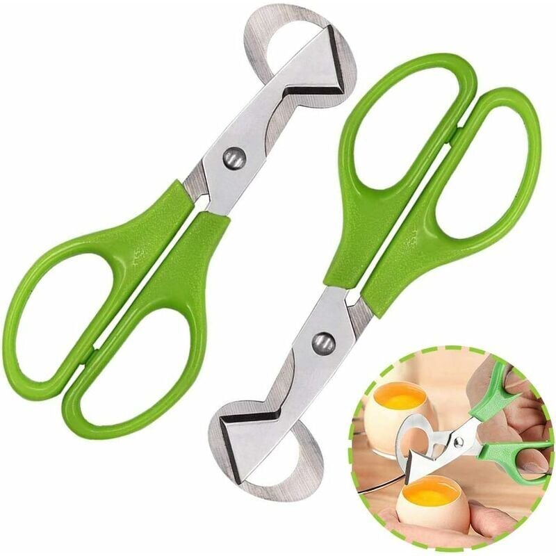 foto del prodotto set di 2 forbici per uova di quaglia in acciaio inossidabile piccole forbici per uova e apriscatole per uova di quaglia per casa, cucina e