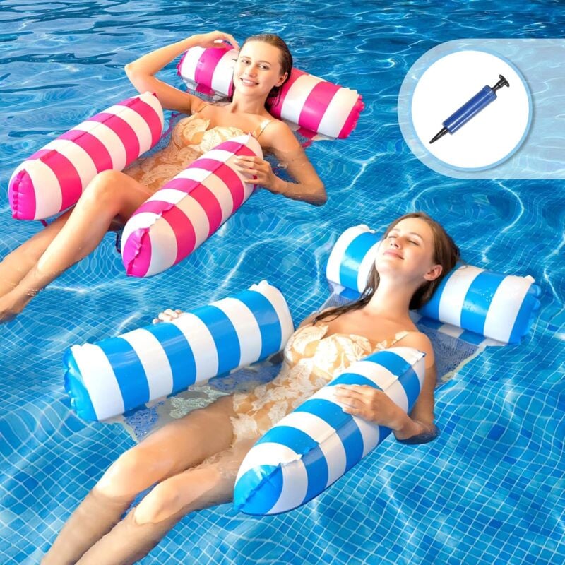 foto del prodotto set di 2 galleggianti per piscina per adulti, materassino gonfiabile per piscina, giochi per piscina, amaca gonfiabile per piscina, sedia gonfiabile