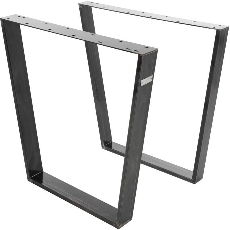 foto del prodotto set di 2 gambe di supporto trapezoidale per tavolo 75 x 72 cm profilo 8 x 2 cm in acciaio verniciato a polvere trasparente design industriale base