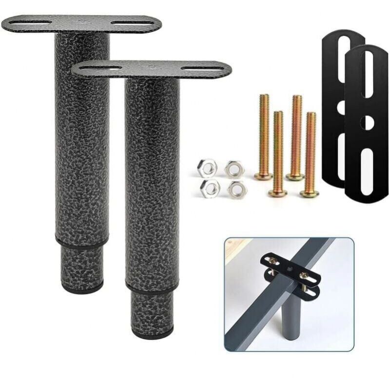 foto del prodotto set di 2 gambe per letto in metallo regolabili, piedini per base letto in metallo, resistenti, adatti per doghe universali per base letto in metallo,