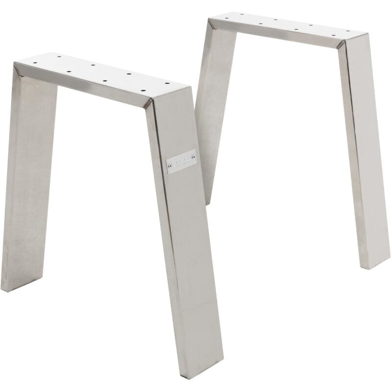 foto del prodotto set di 2 gambe per tavolo loft 44 x 42 cm in acciaio inossidabile argento design industriale profilo 8 x 2 cm forma di u struttura per tavolino panca
