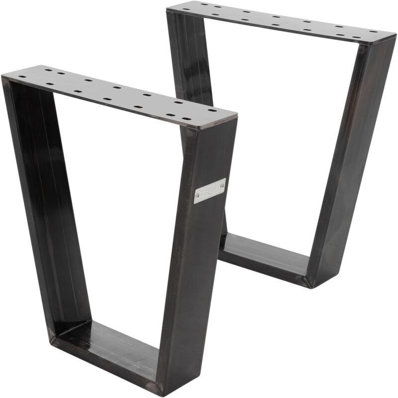 foto del prodotto set di 2 gambe per tavolo trapezoidali 40 x 43 cm in acciaio verniciato a polvere industriale design industriale profilo 8x2 cm supporti a forma di v