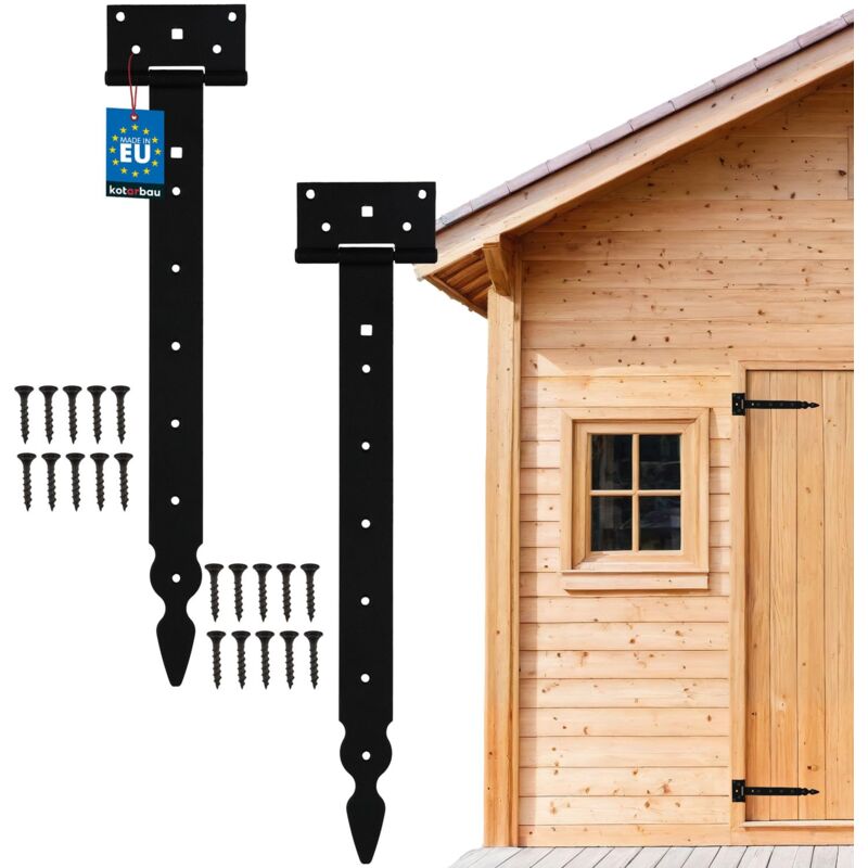 foto del prodotto set di 2 ganci a croce con cerniera a t, decorativi, verniciati a polvere, colore nero, 400 mm kotarbau