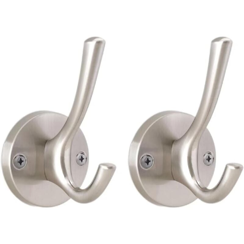 foto del prodotto set di 2 ganci appendiabiti in metallo massiccio per cucina, bagno, soggiorno e ufficio, finitura opaca spazzolata.