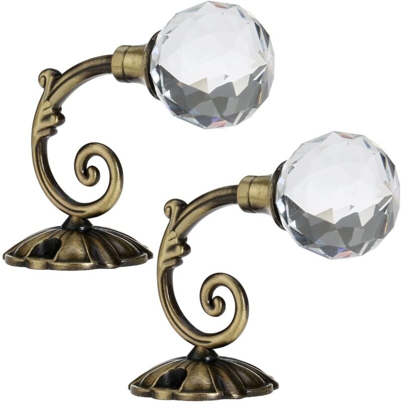 foto del prodotto set di 2 ganci da parete in metallo per tende con sfera di cristallo bronzo 
