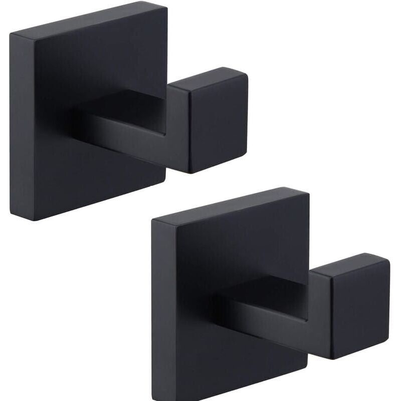 foto del prodotto set di 2 ganci per asciugamani neri opachi, gancio per cappotto in acciaio inossidabile 304, portasciugamani, gancio da parete per bagno in stile