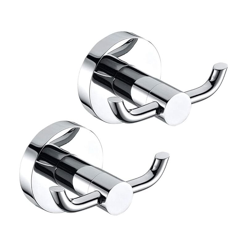 foto del prodotto set di 2 ganci portasciugamani in acciaio inox e ottone cromato per porta del bagno e della cucina sollbry