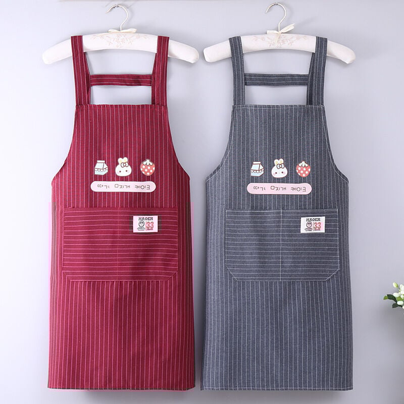 foto del prodotto set di 2 graziosi grembiuli da cucina in cotone per donne e uomini 77 cm 70 cm, rosso, grigio bebusingoto