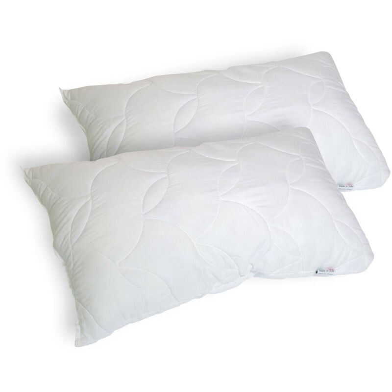foto del prodotto set di 2 guanciali salvia, cuscino per letto, poggiatesta imbottito, cuscinetto per camera da letto, made in italy, 73x44 h14 cm, bianco talamo
