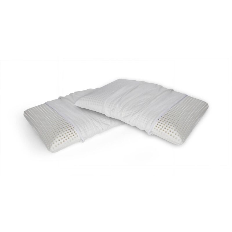 foto del prodotto set di 2 guanciali timo, cuscino per letto, poggiatesta imbottito, cuscinetto per camera da letto, made in italy, 70x40 h12 cm, bianco talamo italia