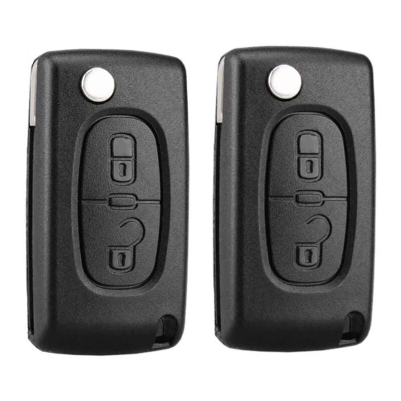 foto del prodotto set di 2 gusci per chiavi a 2 pulsanti compatibili con la chiave pieghevole ce0536, adatti ai modelli peugeot 207, 307, 308, 407, 408, 3008, 5008 e