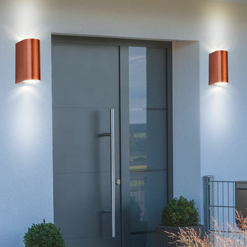 foto del prodotto set di 2 illuminazione per esterni garage wall up down faretti lampade in alluminio in un set comprensivo di lampadine a led