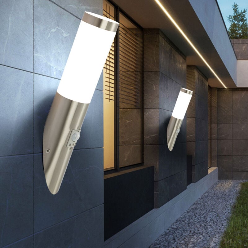 foto del prodotto set di 2 lampada da parete all aperto rilevatore di movimento parete luce di facciata lampada in acciaio inox torcia porta d ingresso casa parete