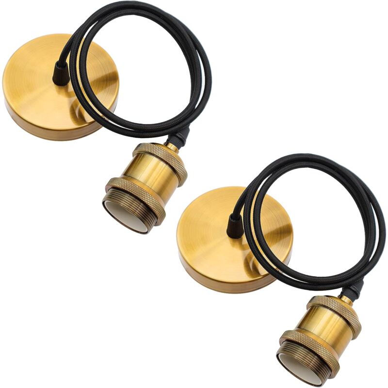 foto del prodotto set di 2 lampade a sospensione e27 con anello a vite portalampada e27 con cavo tessile regolabile cavo di sospensione da 100 cm per illuminazione a