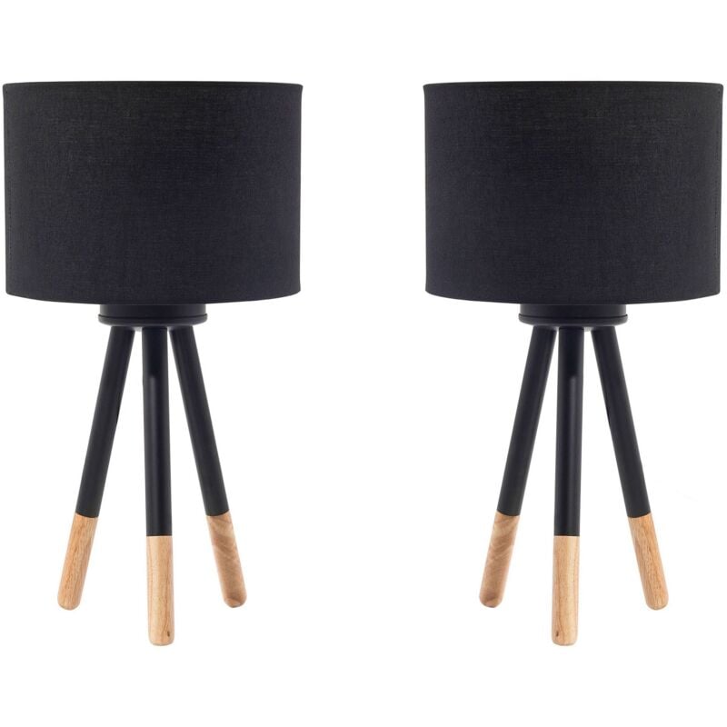 foto del prodotto set di 2 lampade da comodino in colore nero tobol