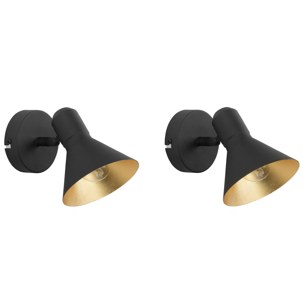 foto del prodotto set di 2 lampade da parete applique con paralume a cono a 1 luce in metallo nero