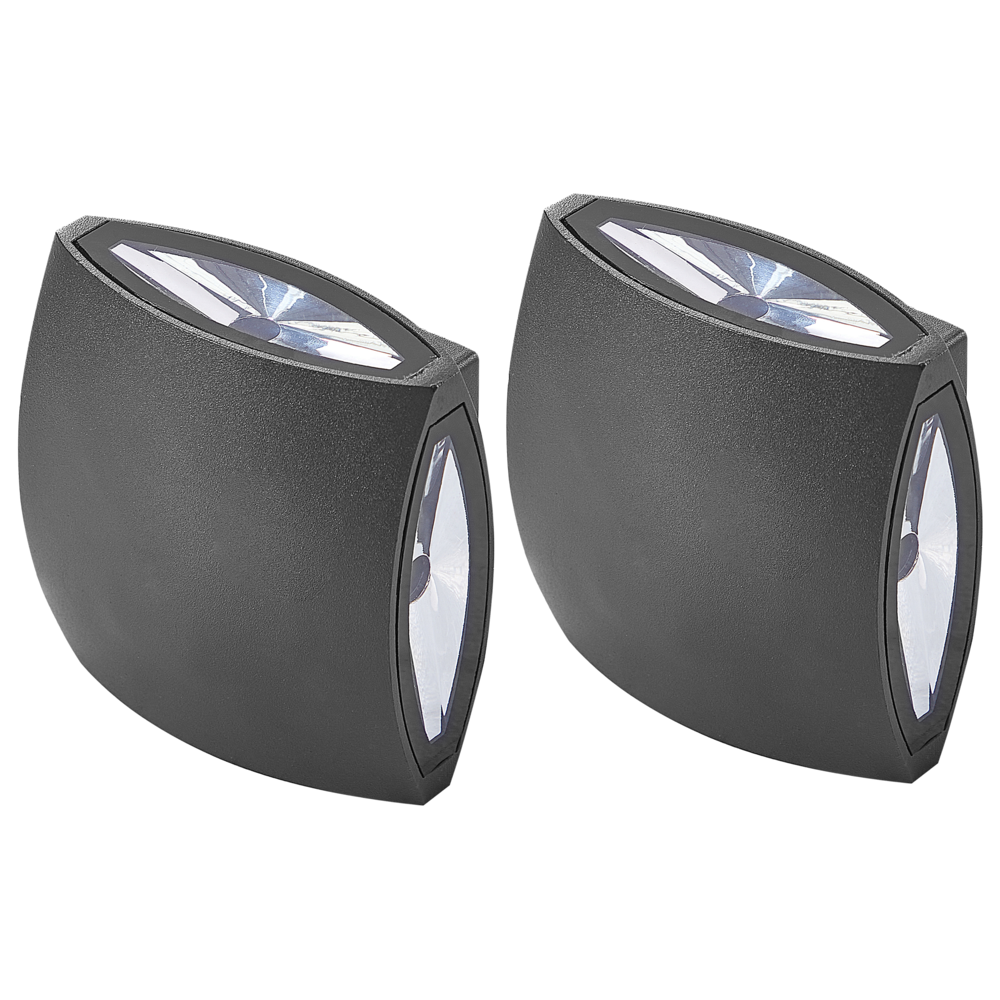 foto del prodotto set di 2 lampade da parete con led in metallo di colore nero stile moderno contemporaneo