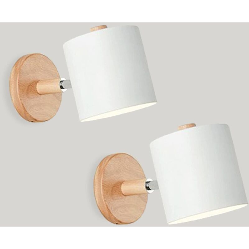 foto del prodotto set di 2 lampade da parete e27 lampada da parete regolabile in legno sconce con paralume in metallo plafoniera per bambini apparecchio di