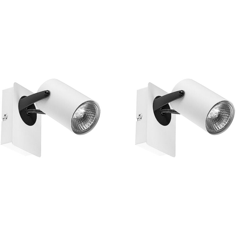 foto del prodotto set di 2 lampade da parete in metallo con paralume regolabile bianco klip