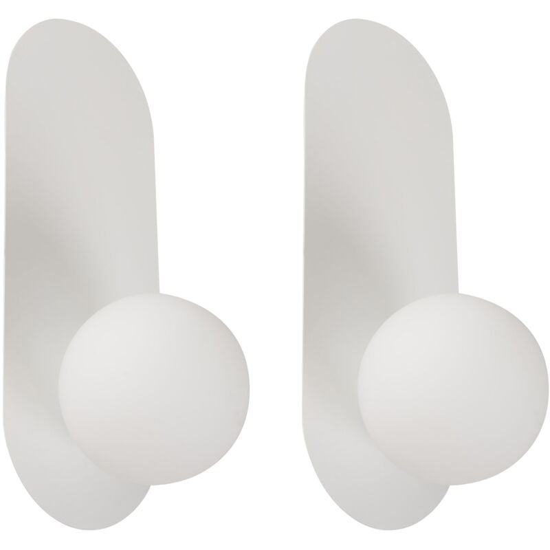 foto del prodotto set di 2 lampade da parete ovali con paralumi a globo in vetro bianco leisi