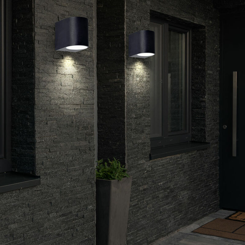 foto del prodotto set di 2 lampade da parete per esterni alu down faretti per l illuminazione di facciate in un set che include lampadine a led