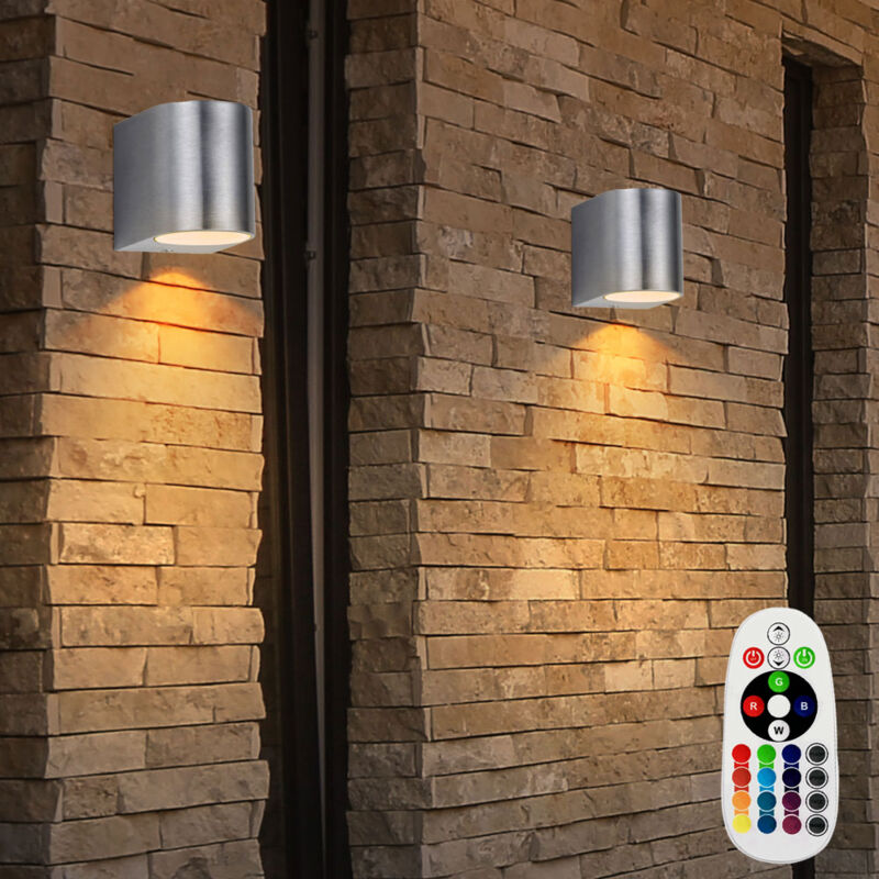 foto del prodotto set di 2 lampade da parete per esterni con telecomando per la regolazione della luce del balcone in un set che include lampadine a led rgb