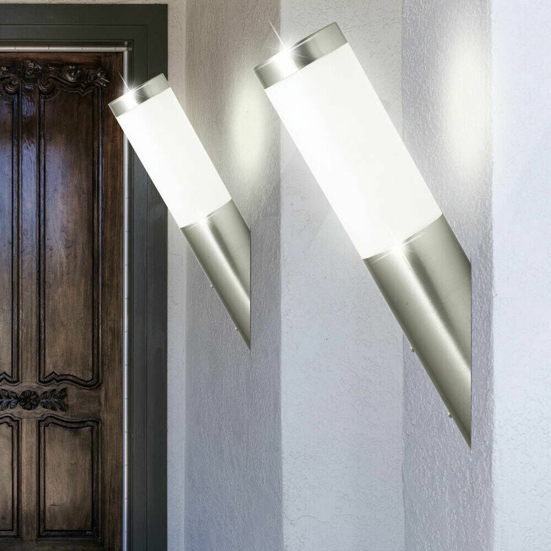 foto del prodotto set di 2 lampade da parete per esterni illuminazione per facciate torce in acciaio inossidabile con lampadine a led