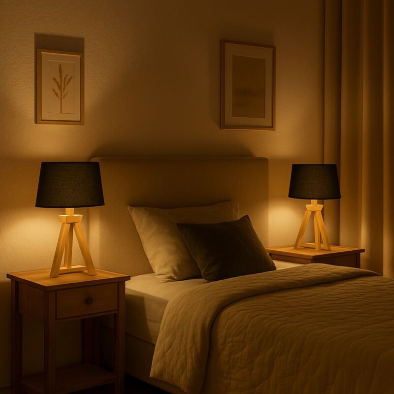 foto del prodotto set di 2 lampade da tavolo hod in legno e27 37cm