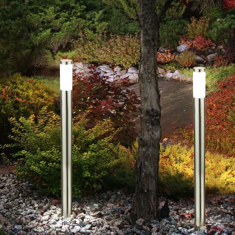 foto del prodotto set di 2 lampade da terra a led per illuminazione di percorsi da giardino, luci per esterni in acciaio inossidabile