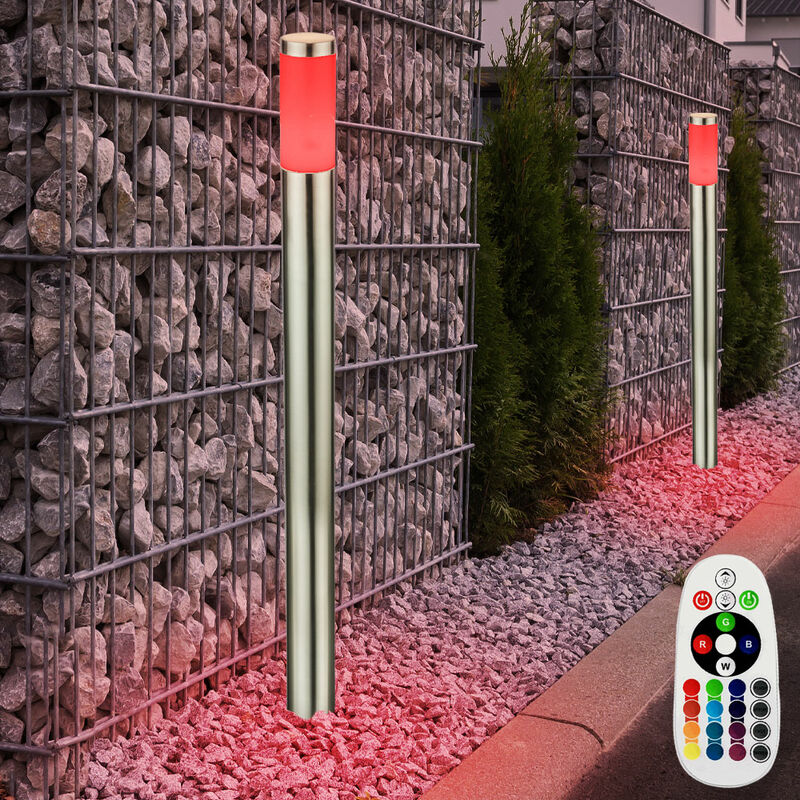 foto del prodotto set di 2 lampade da terra, illuminazione per esterni, telecomando in un set che include lampade a led rgb
