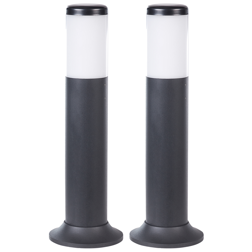 foto del prodotto set di 2 lampade in materiale sintetico nero 49 cm lampada da sentiero illuminazione esterna da giardino design moderno